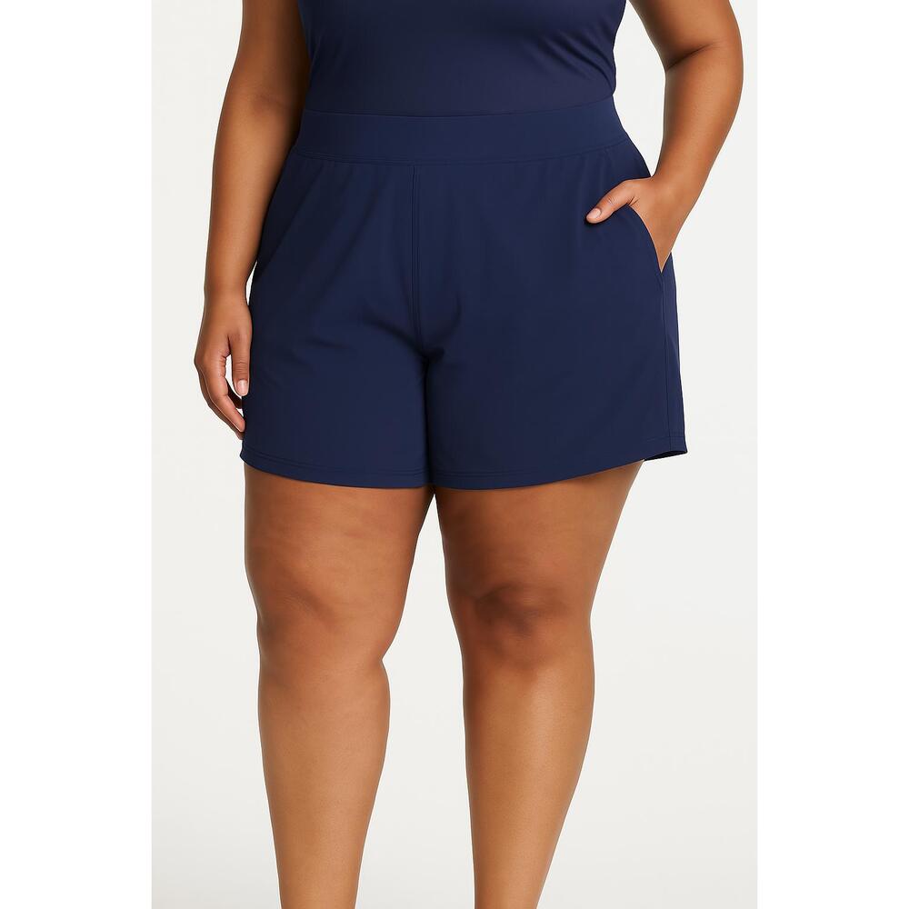 Lands End Navy‎ Pockets Elastic Waistband Athletic Shorts Shorts Plus 16W